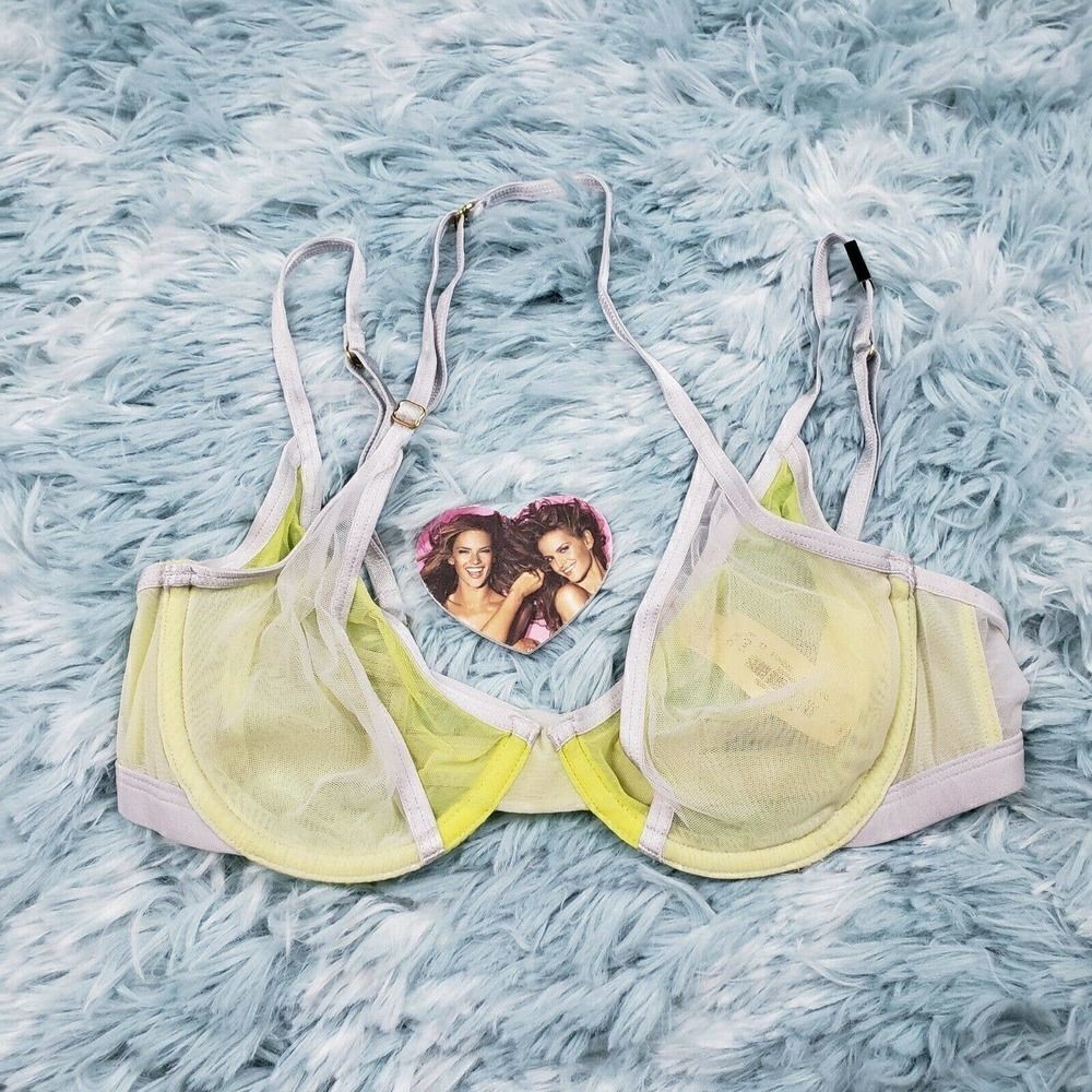 Victoria's Secret Strappy Unlined Halter Cutout Bra Mesh 32 C